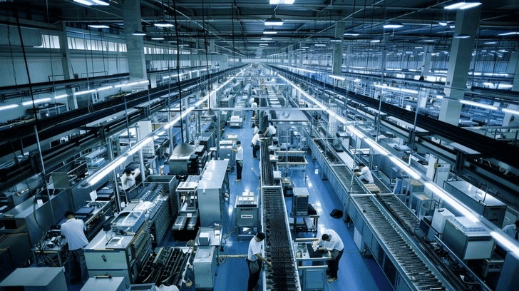 Modern manufacturing factory floor